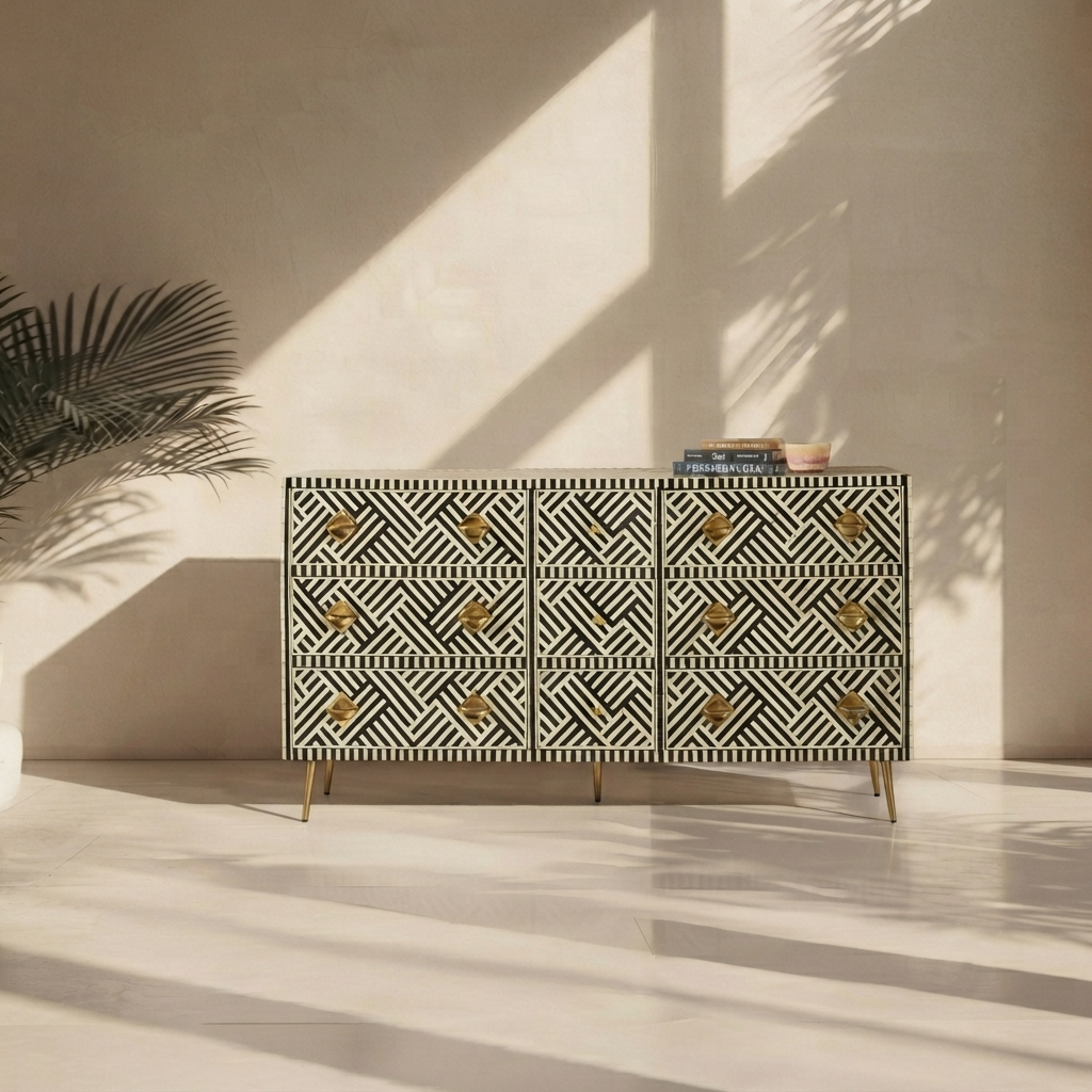 Inlay Storage Sideboard - Chevron