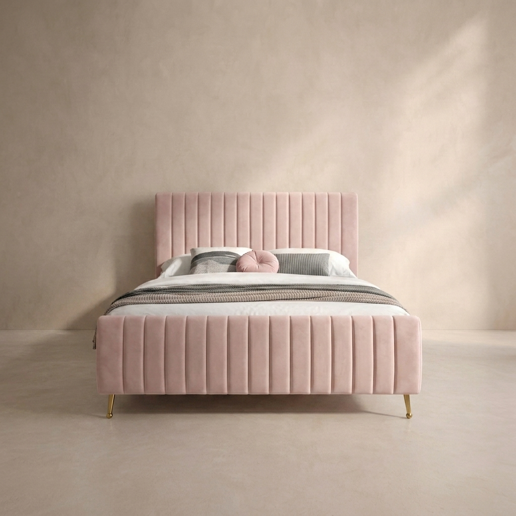 Daisy Velvet Bed in Pink
