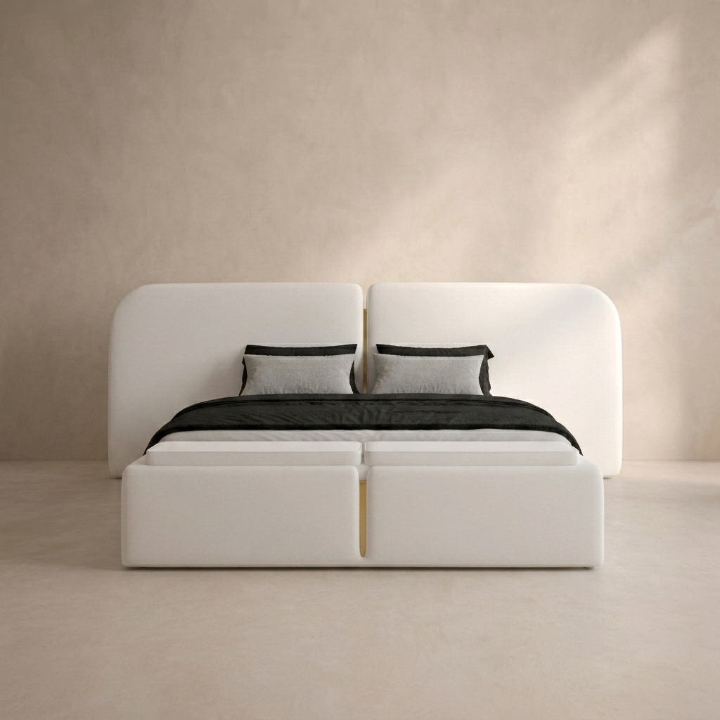 The Celeste Luxe Bed – Modern Minimalism with a Touch of Glamour