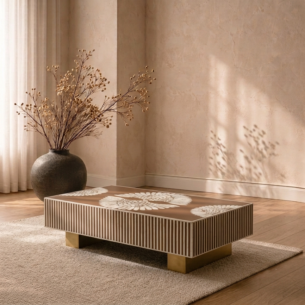 Mother of Pearl Inlay Luxom Rectangular Coffee Table - Phoenixed