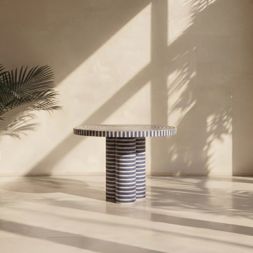 Celestial Spiral Bone Inlay Foyer Table