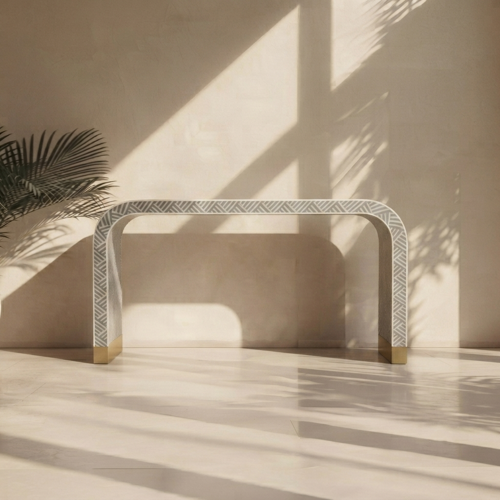 Inlay Entryway Console Table - Chevron