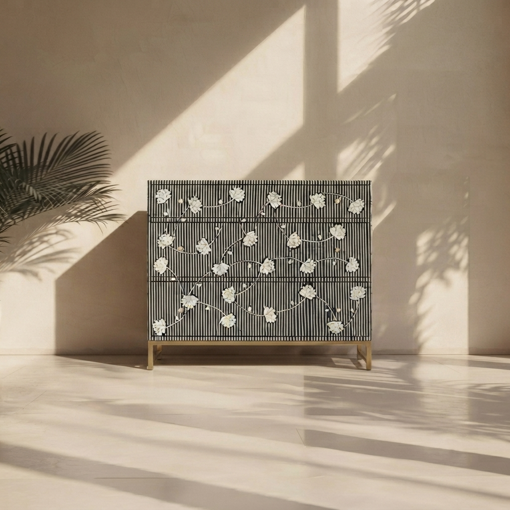 Inlay Storage Cabinet - Floral Blossom