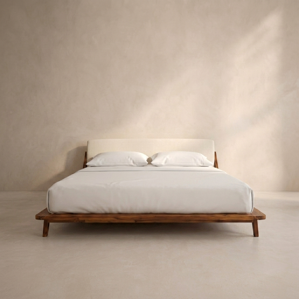 Ivory Wooden Platform Bed