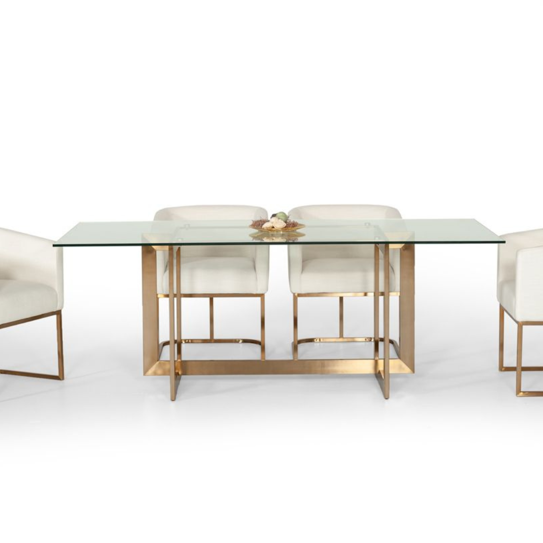 Glass Luxury Dining Table with Chrome Legs