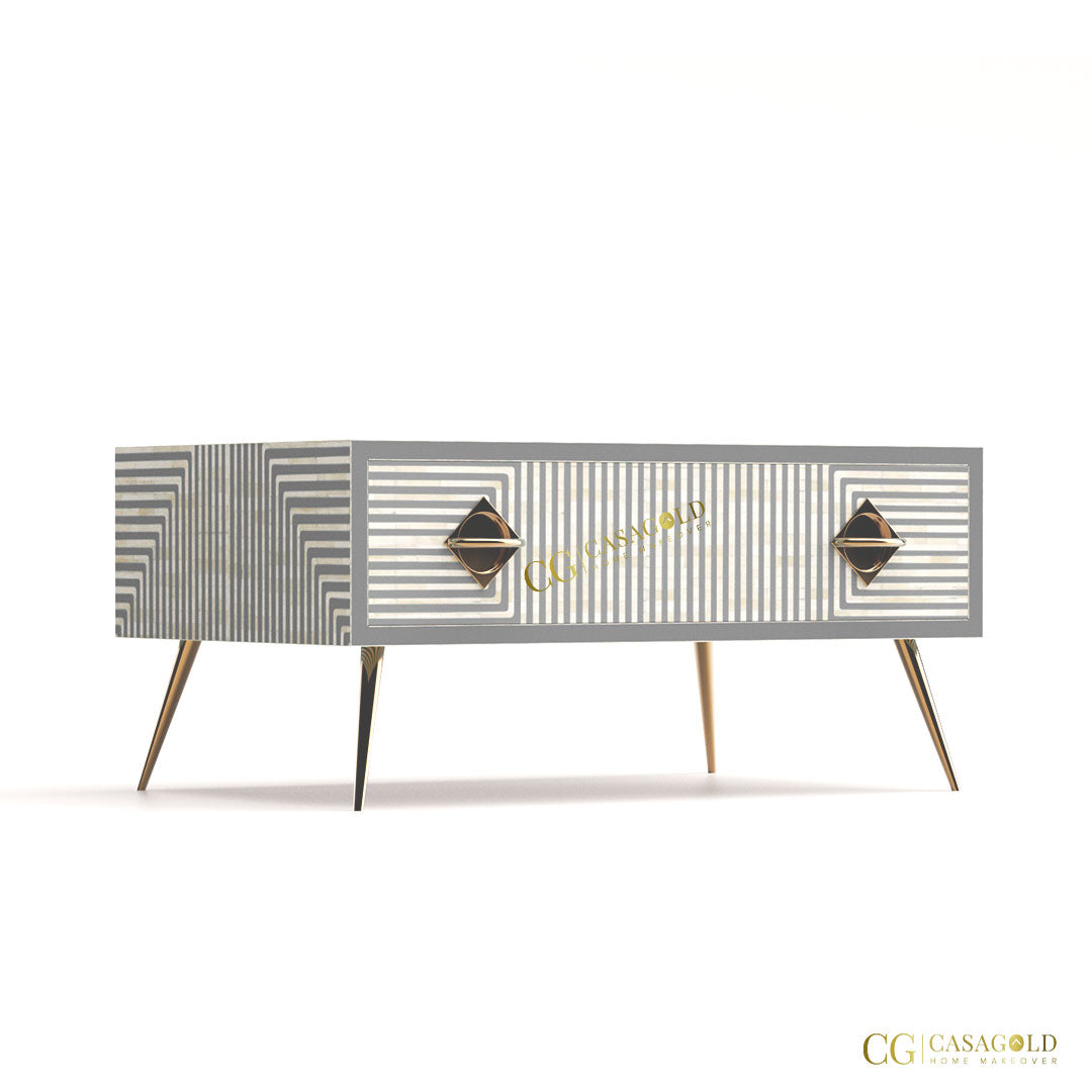 White Bone Inlay Rectangular Table for Contemporary Homes