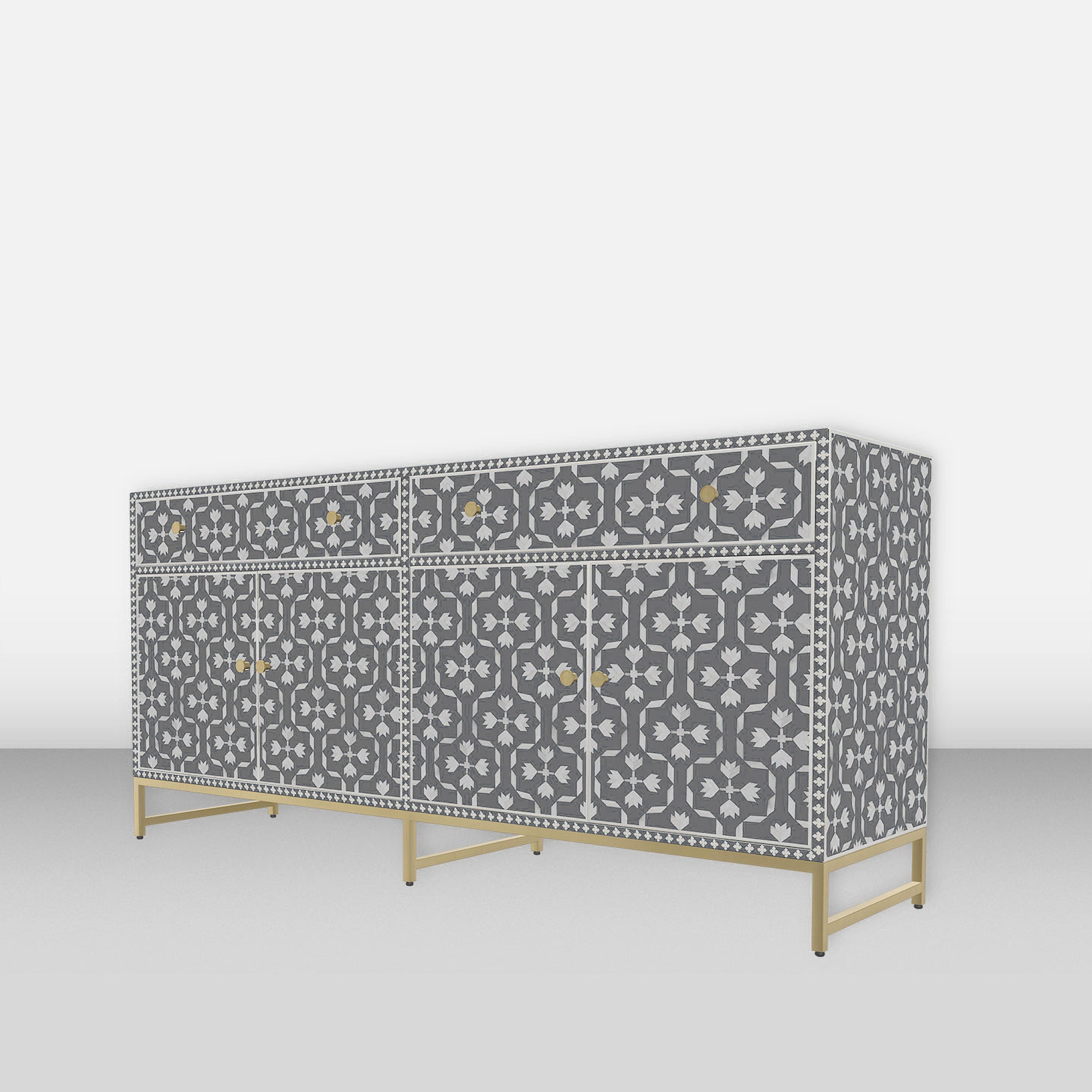 Handcrafted inlay storage cabinet