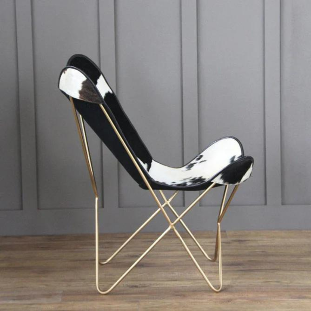 Sophisticated grey leather lounge chair with metal accents