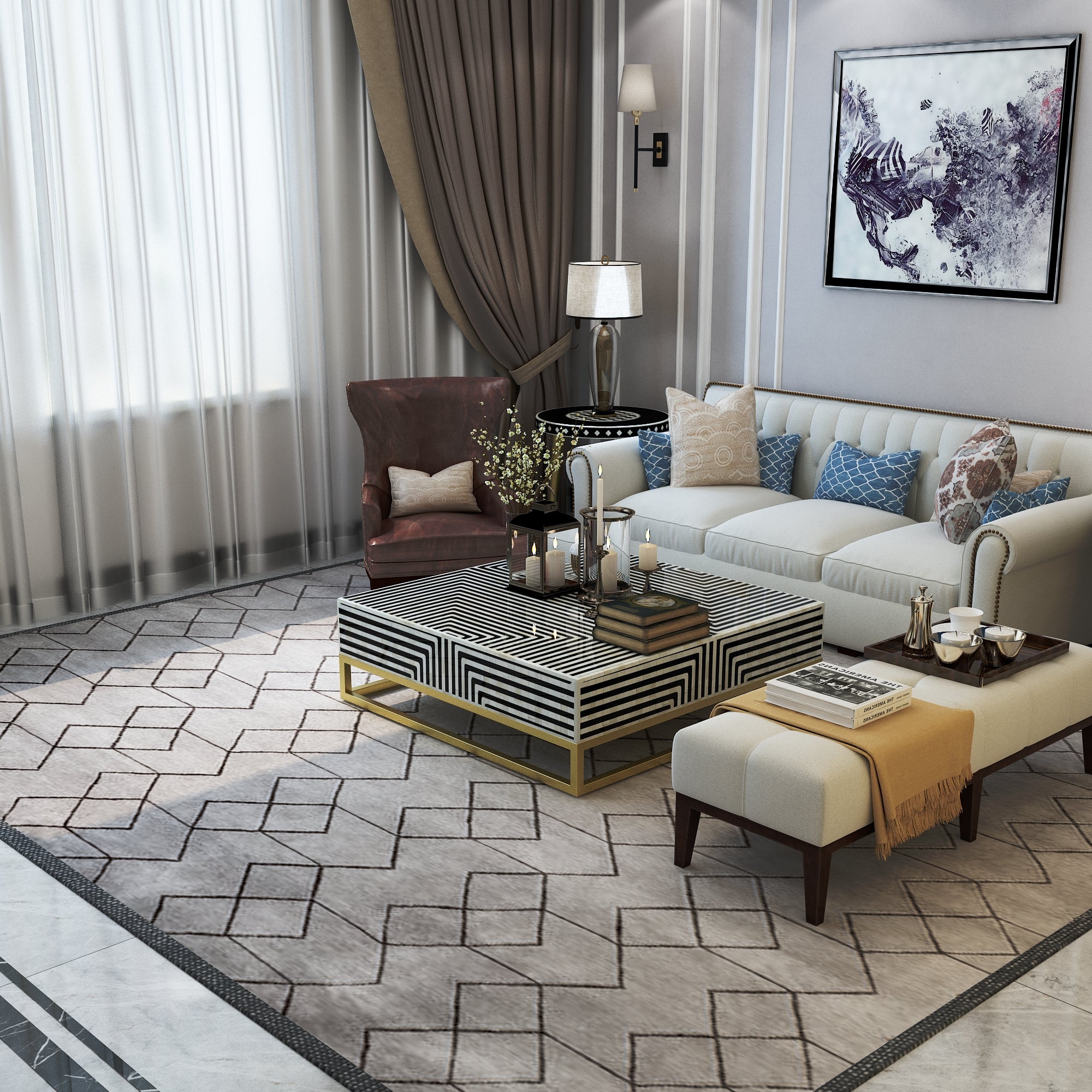 Harmony Inlay Square Coffee Table