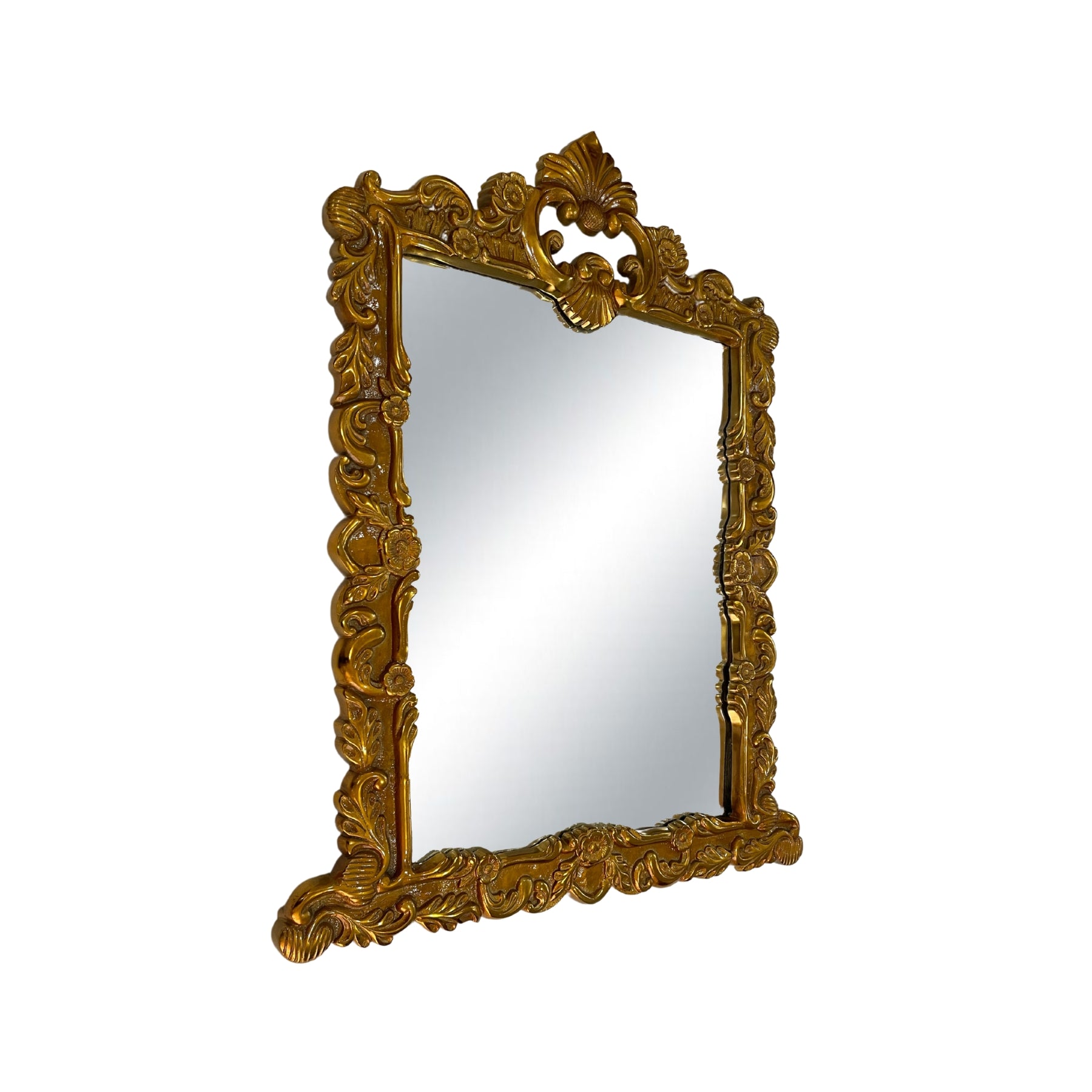 Handcrafted Gold Metal Glass Vintage Mirror