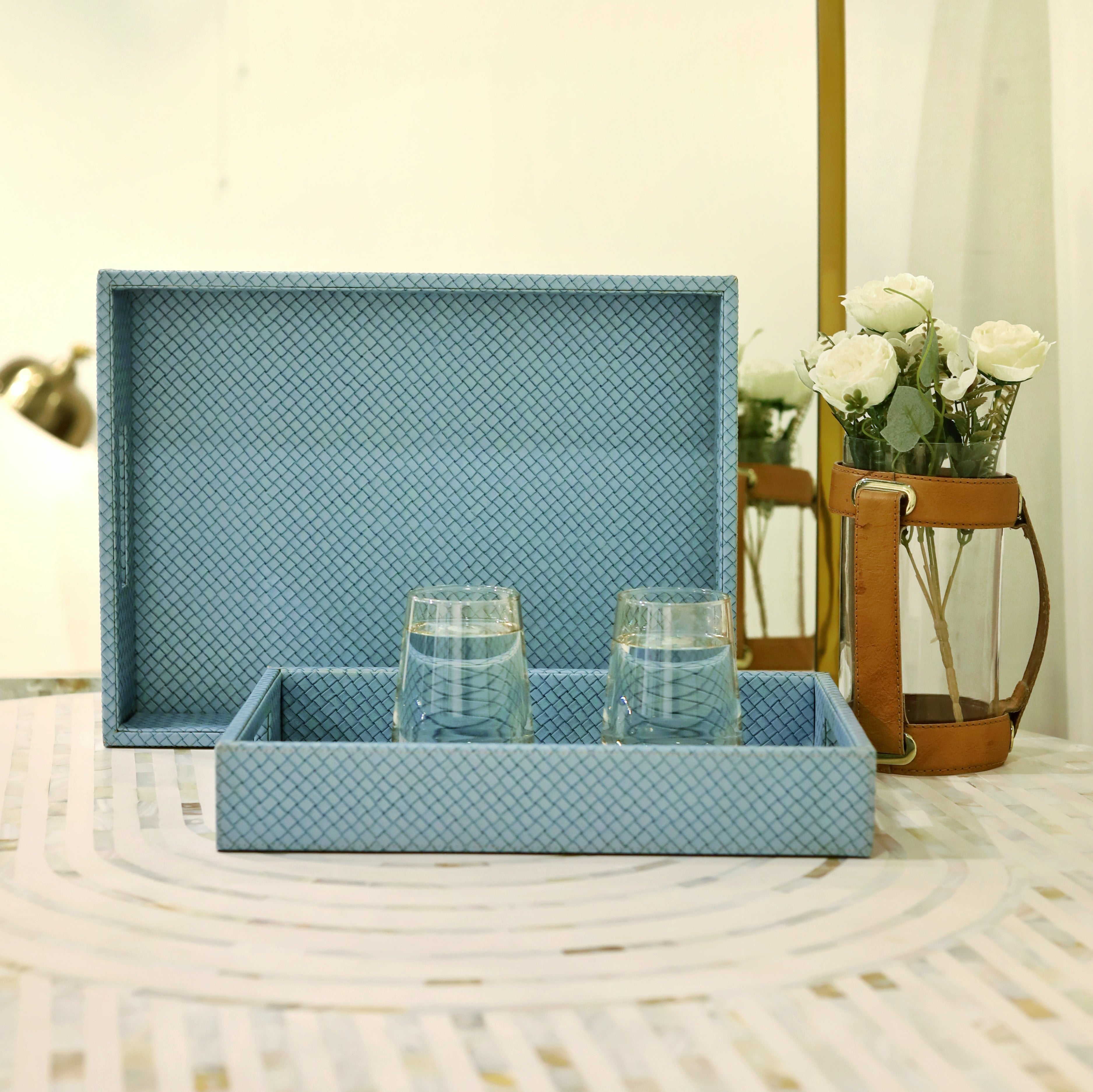 Handcrafted leather tray for sophisticated entertaining