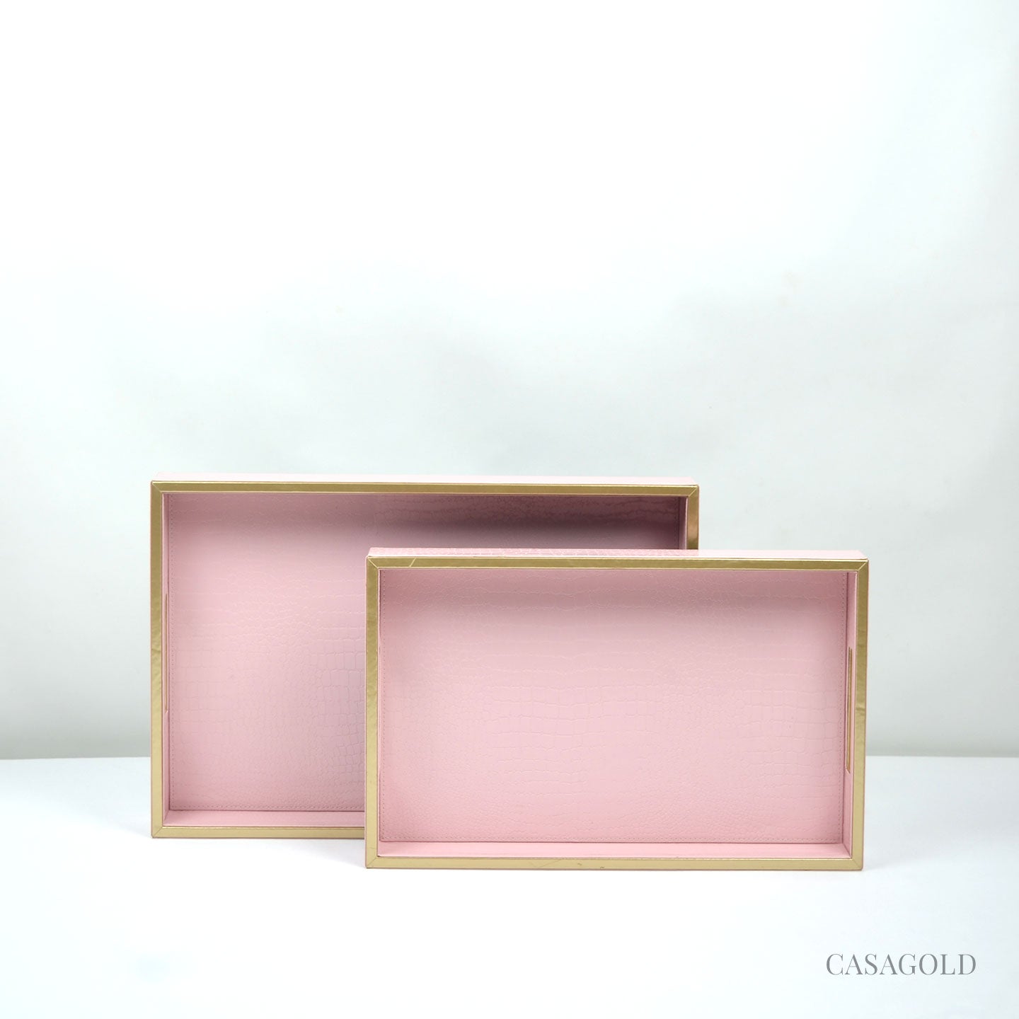 Handcrafted leather tray with matching tissue box
