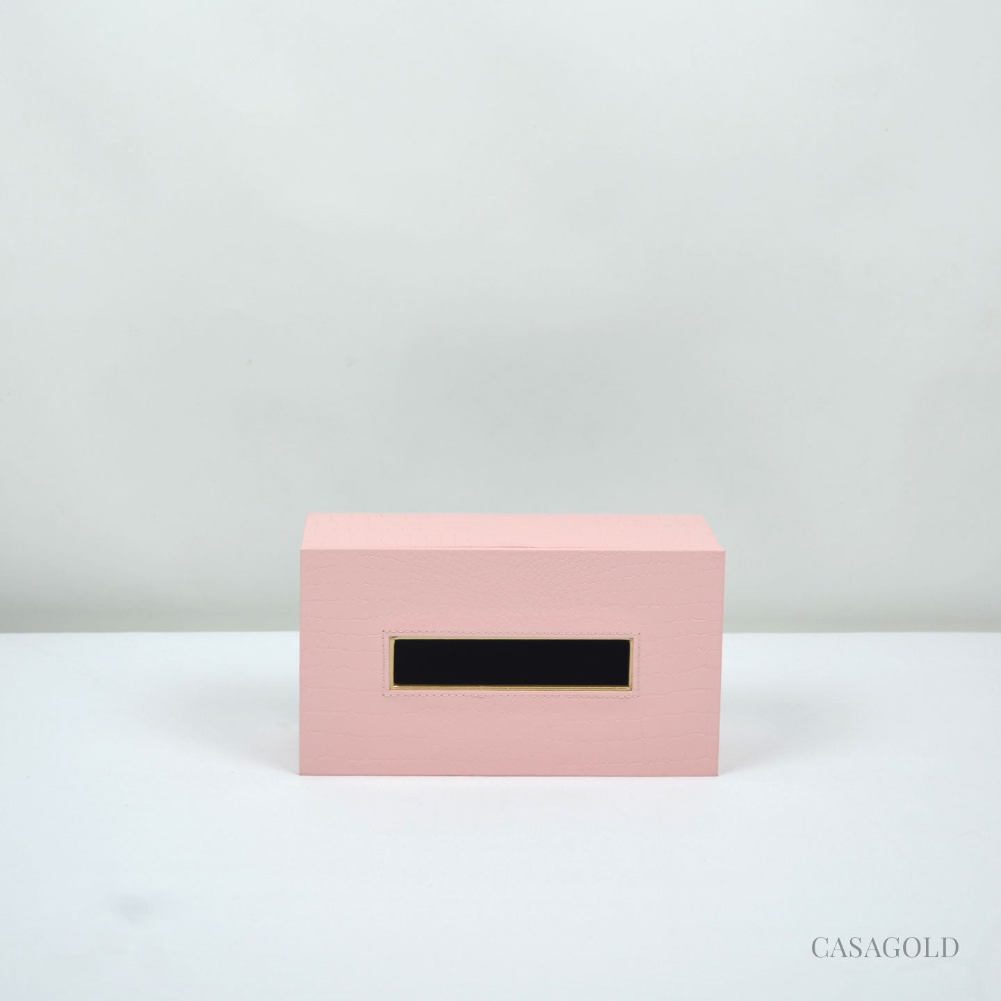 Handcrafted leather tray with tissue box for dining