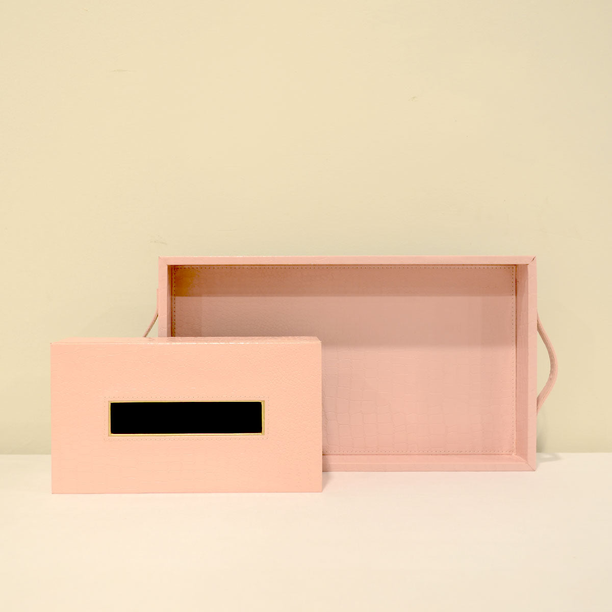 Elegant tray and tissue box set for luxury dining