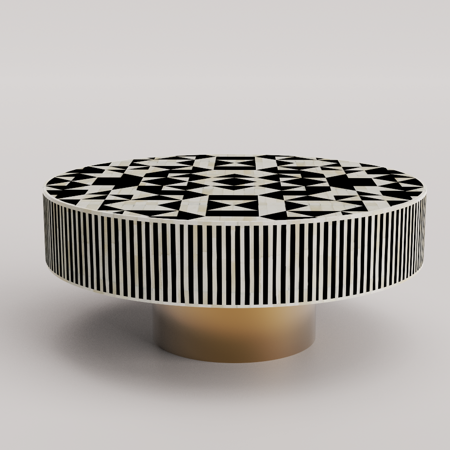 Handcrafted Round Inlay Coffee Table Design
