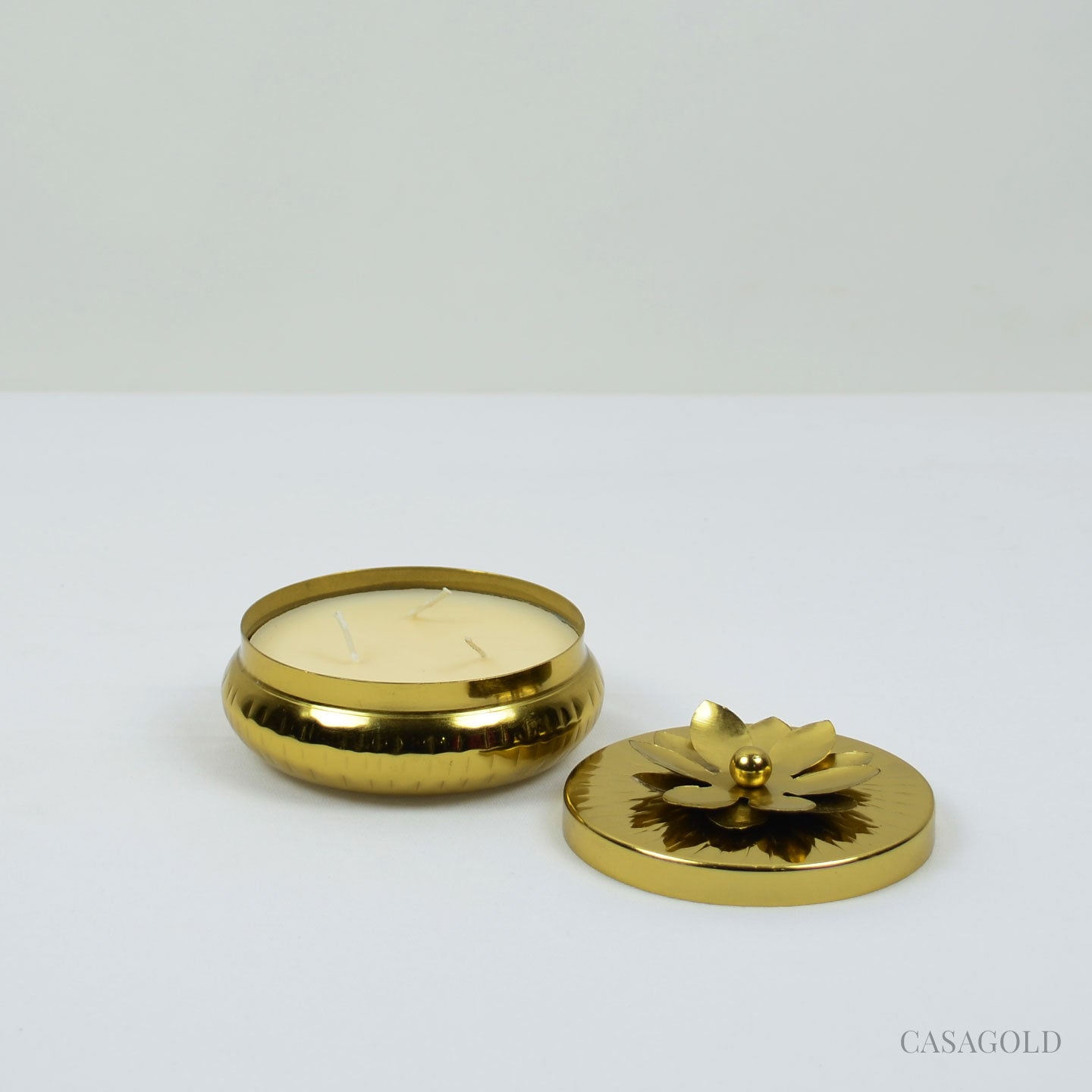 Handcrafted wax candle with artistic details