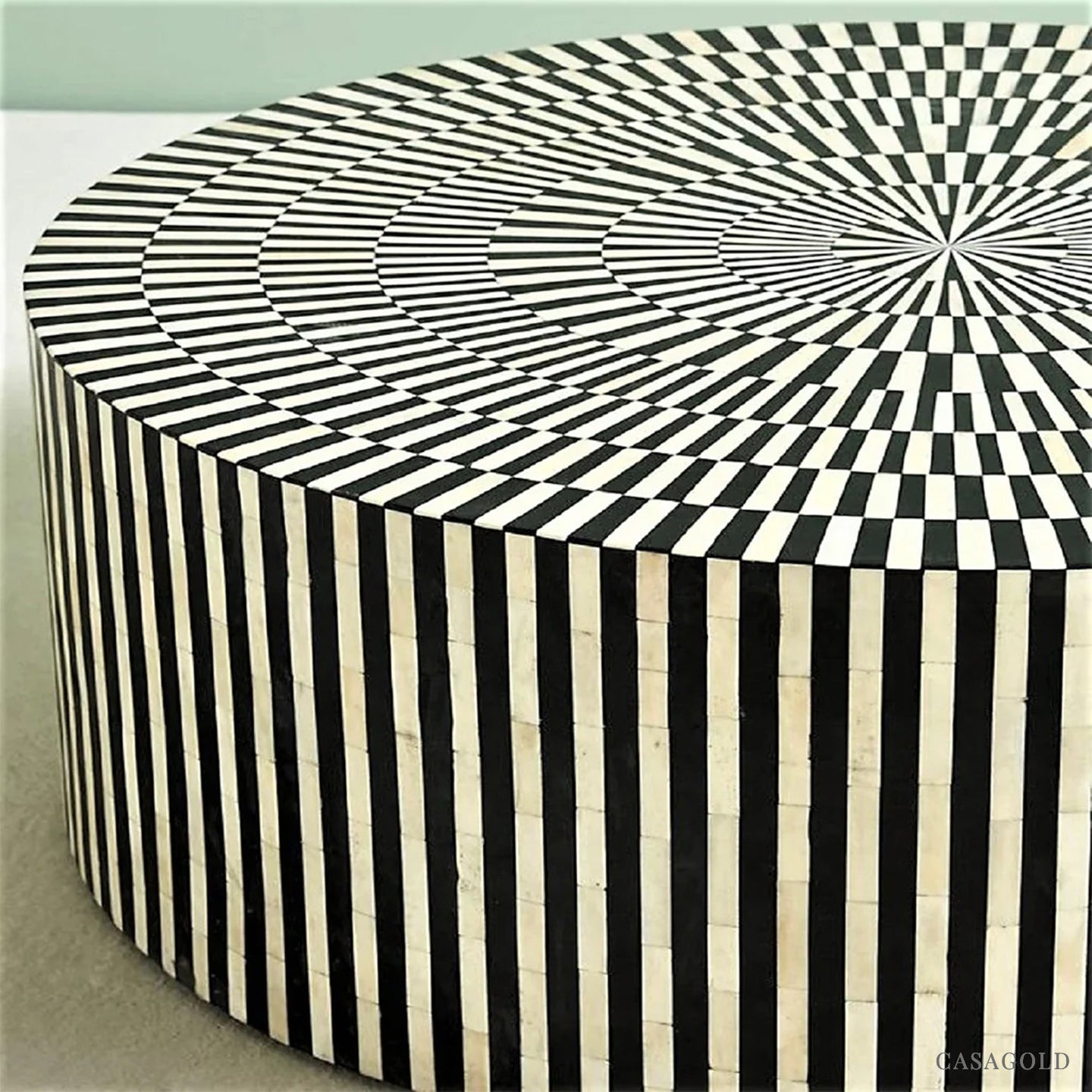 Handmade sunstrike round coffee table with inlay work