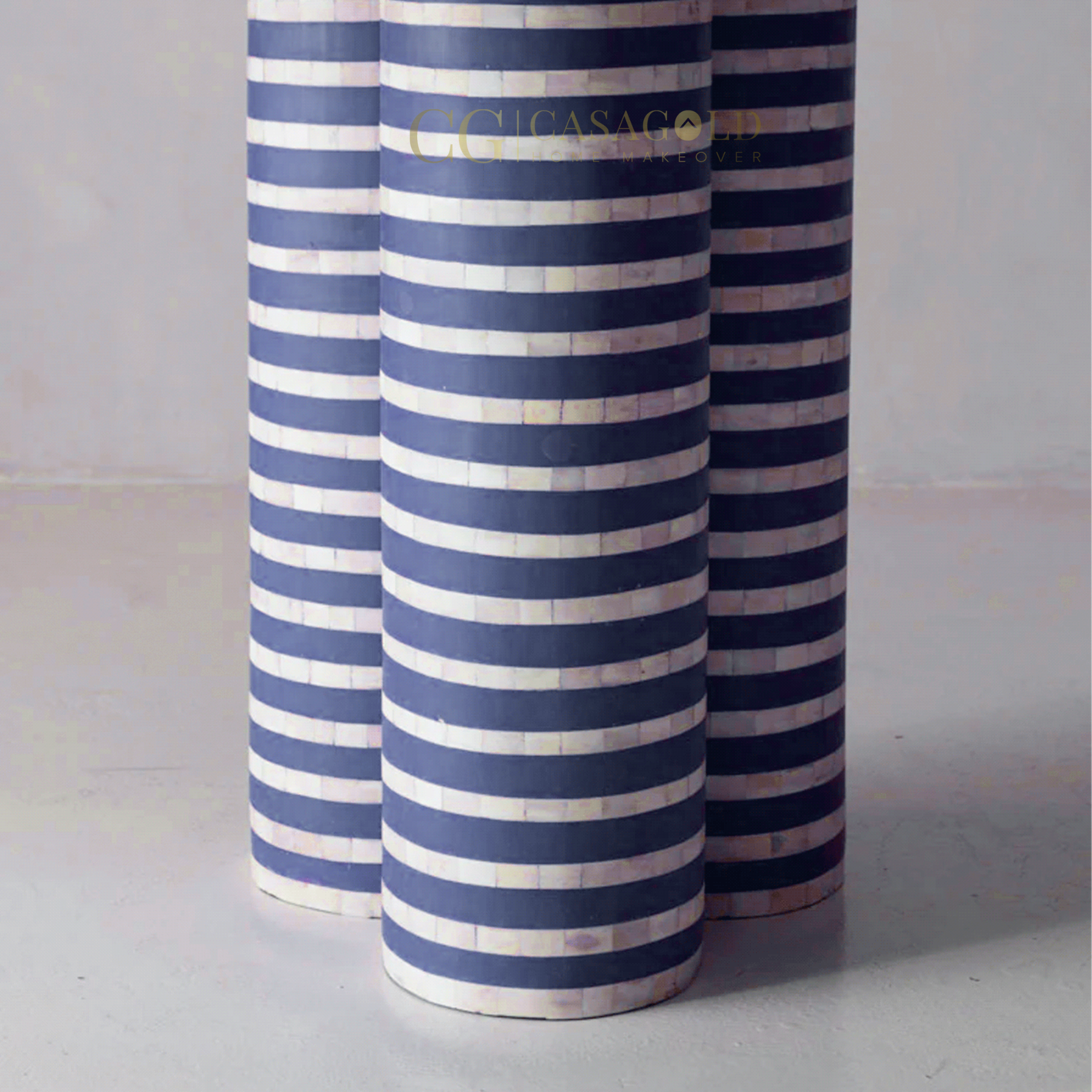 Modern Indigo Round inlay console for hallway or living room