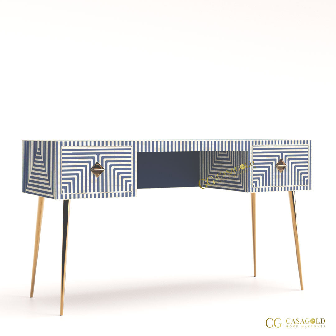 inlay desk with multiple storage options for functional decor