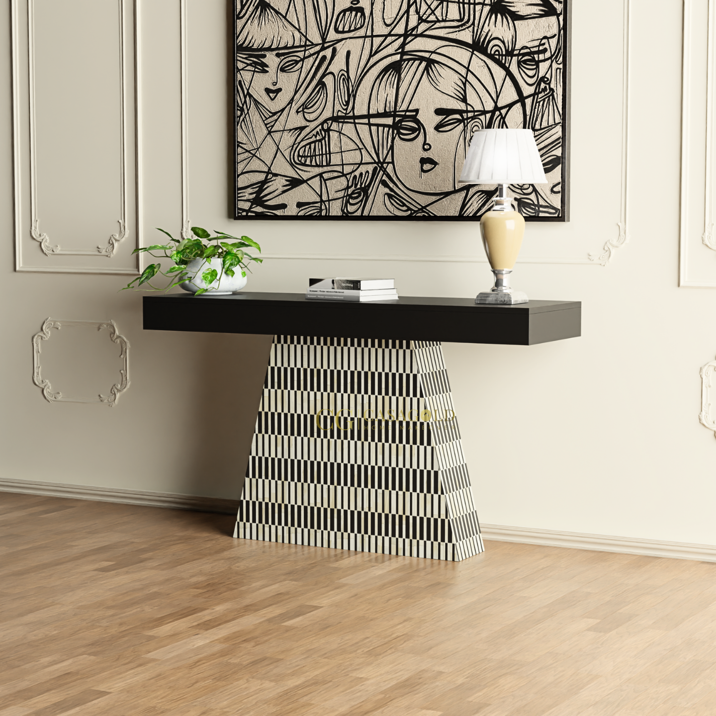 Antique waterfall inlay console for hallway & living room