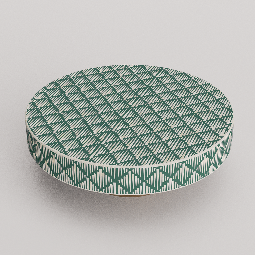 Bone Inlay Round Coffee Table with Modern Look
