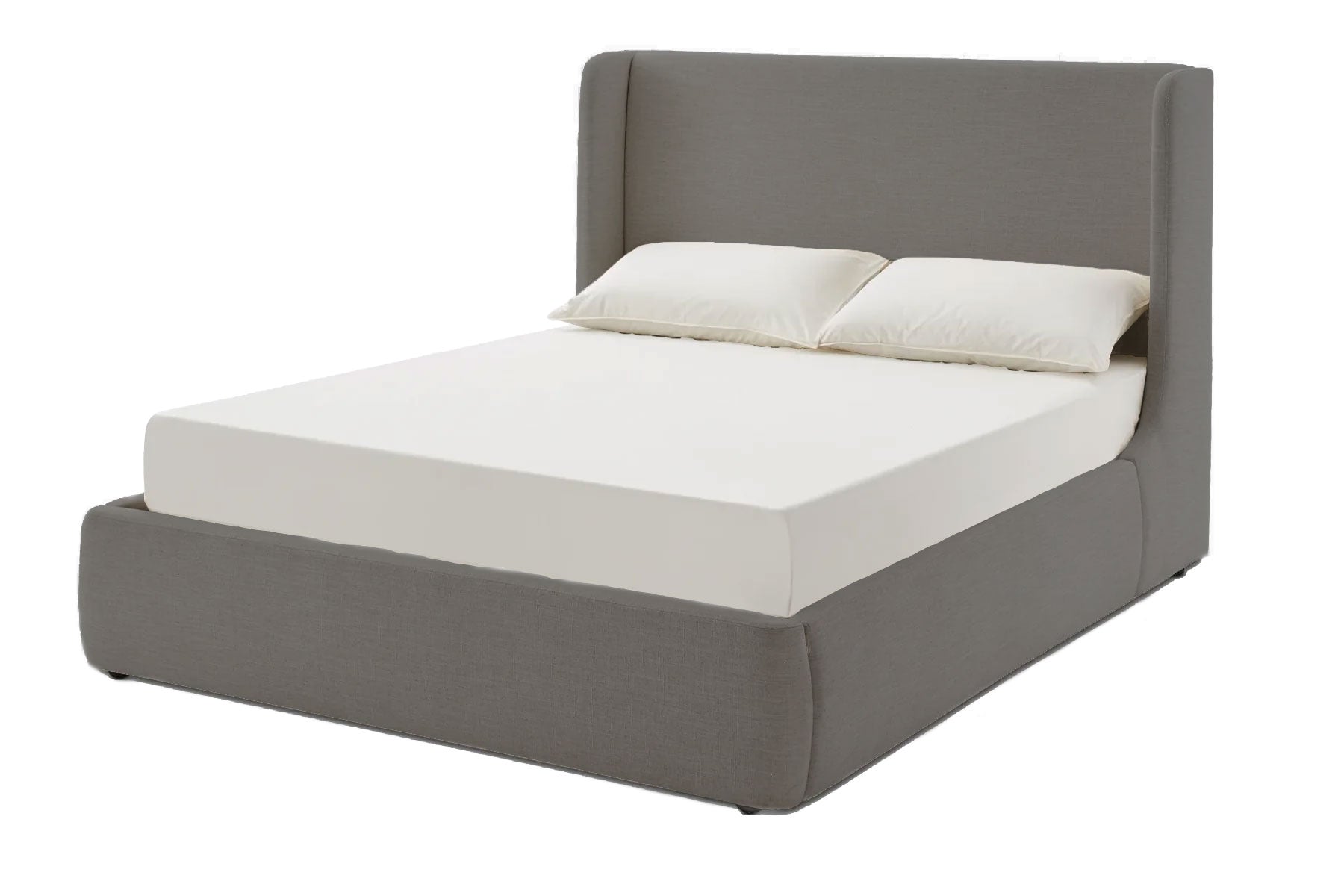 King wings bed with tufted headboard detail