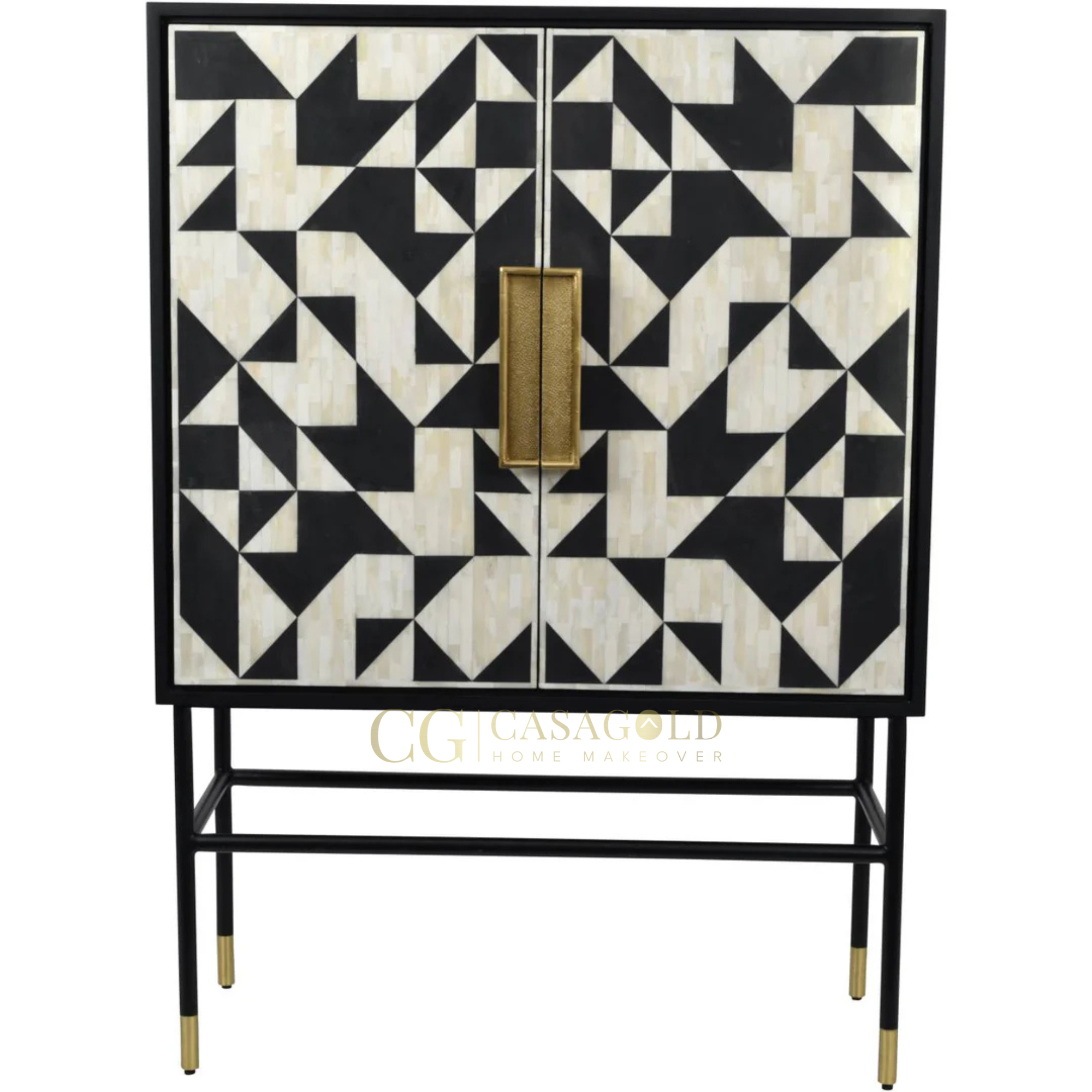Kingsley Diamond Bone Inlay Storage Cabinet