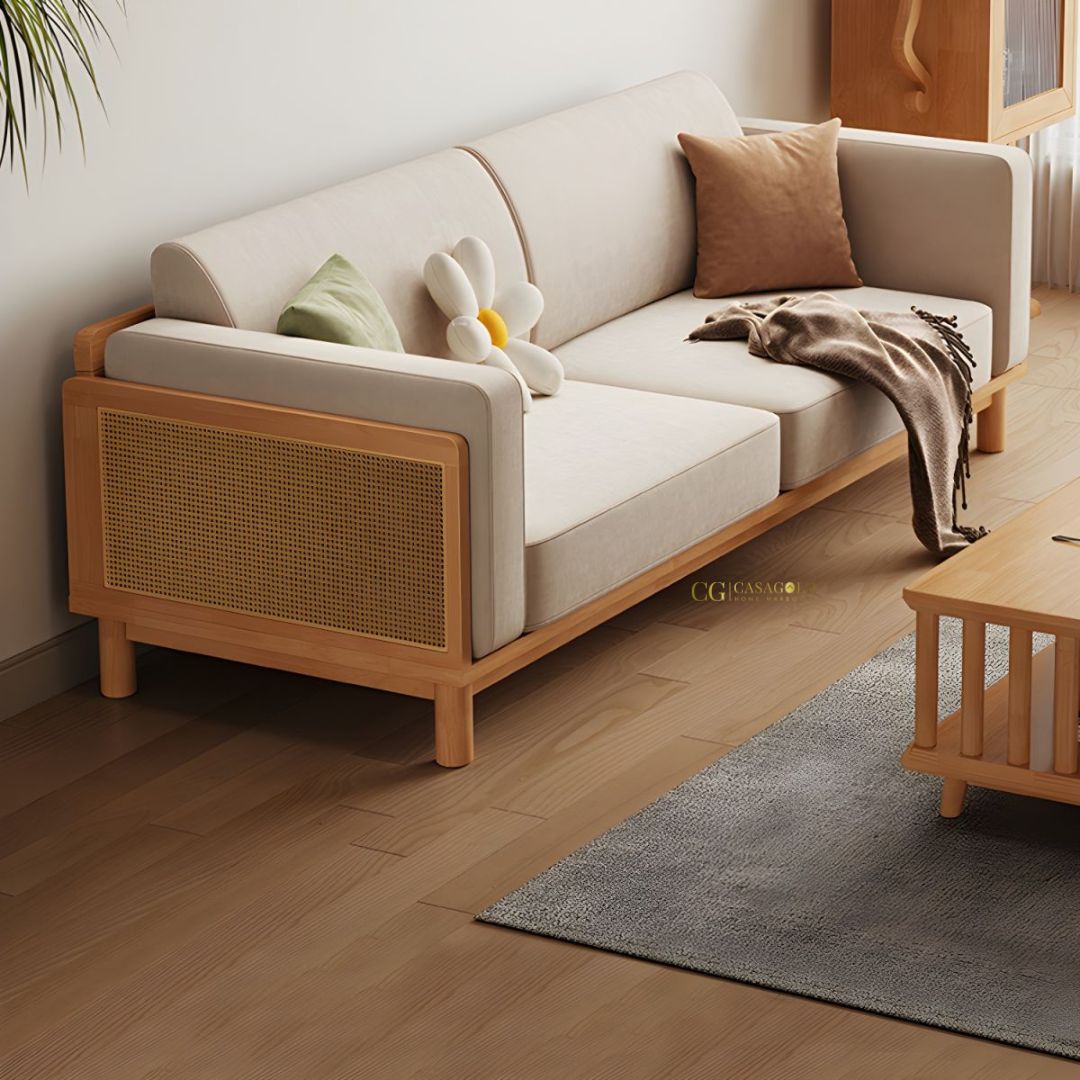 "L-shaped rattan sectional sofa, perfect for stylish outdoor living areas"
