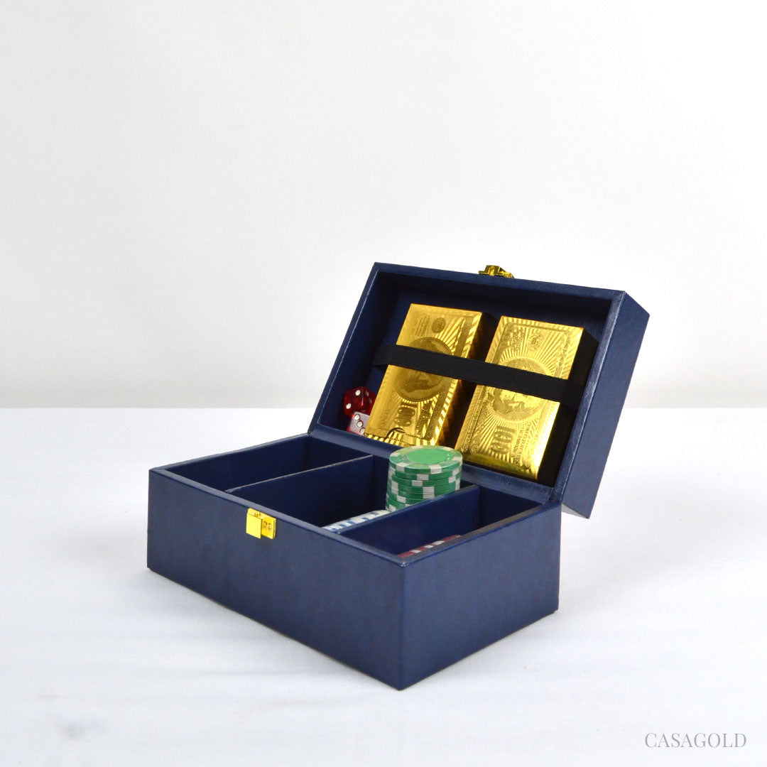 Customizable leather poker set with premium case