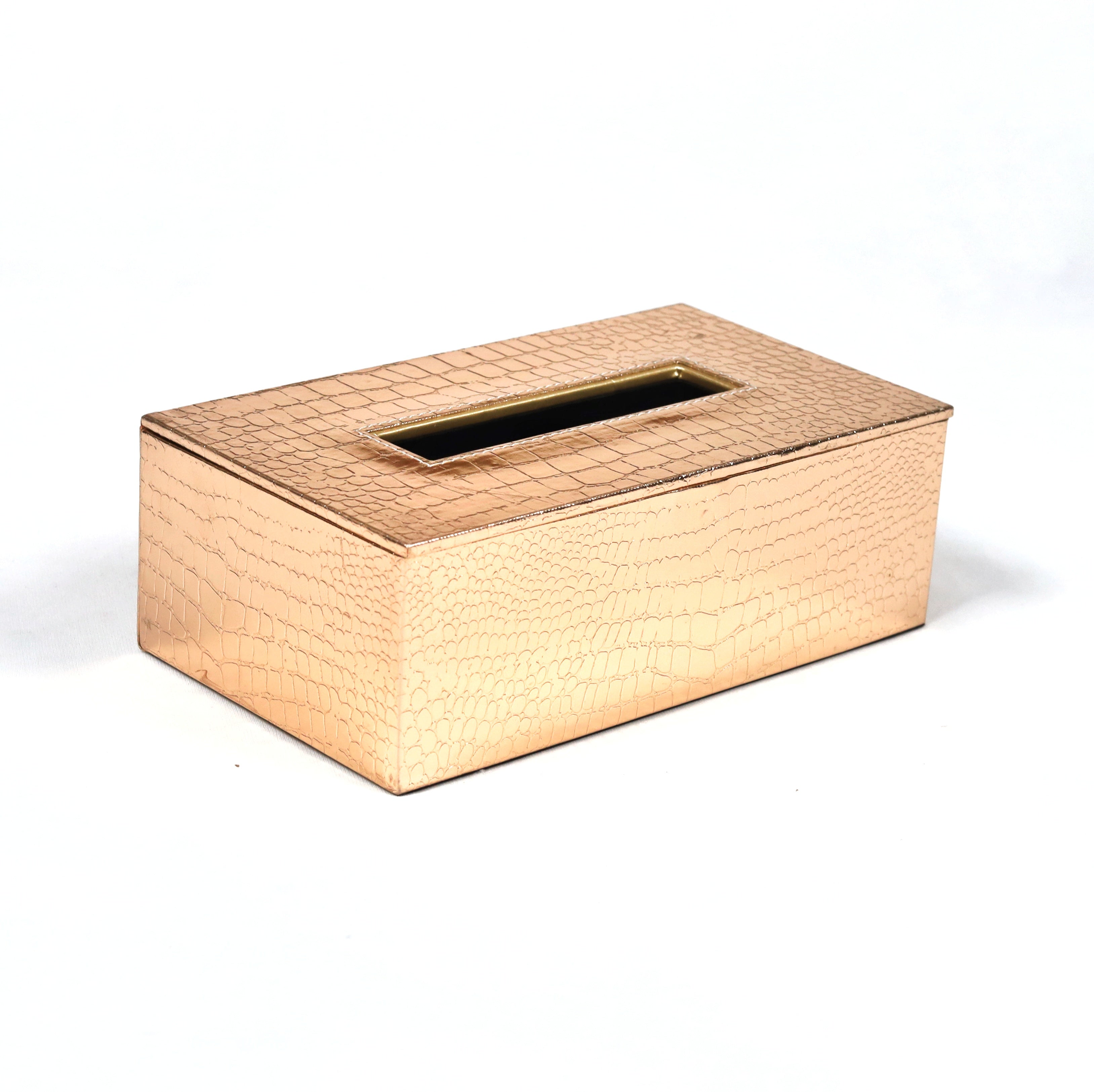 Designer leather tissue box with Rosegold detailing
