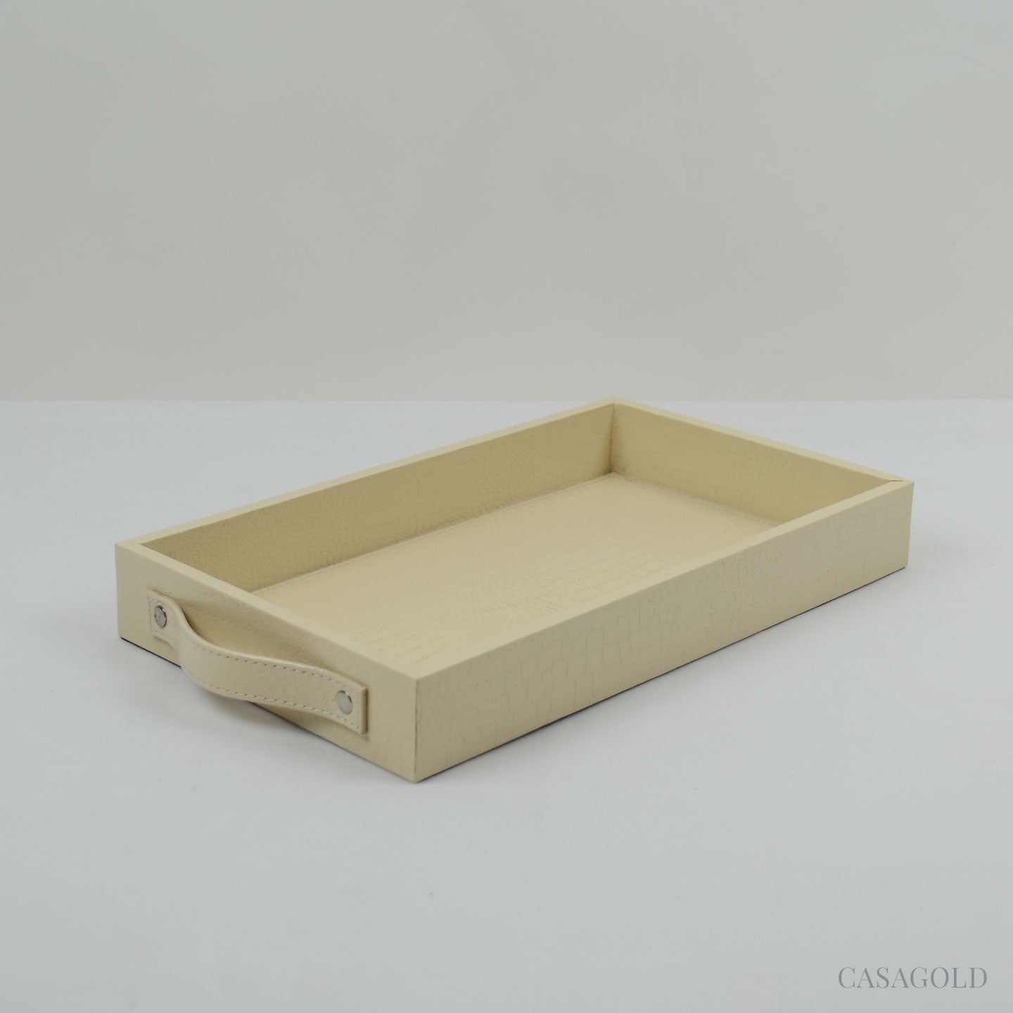 Elegant leather tray for serving wine and cheese