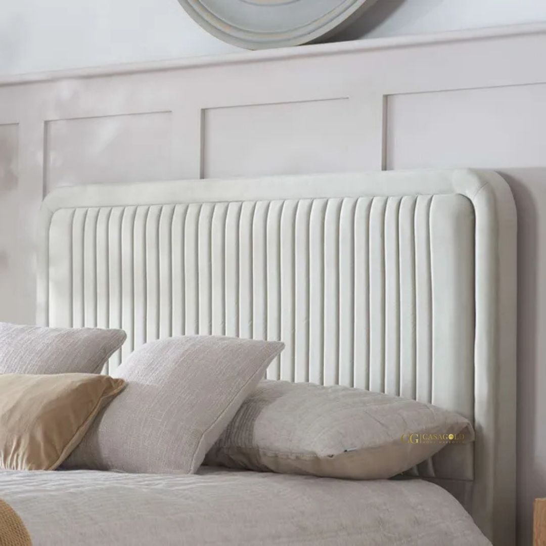 Low-profile velvet platform bed for modern style