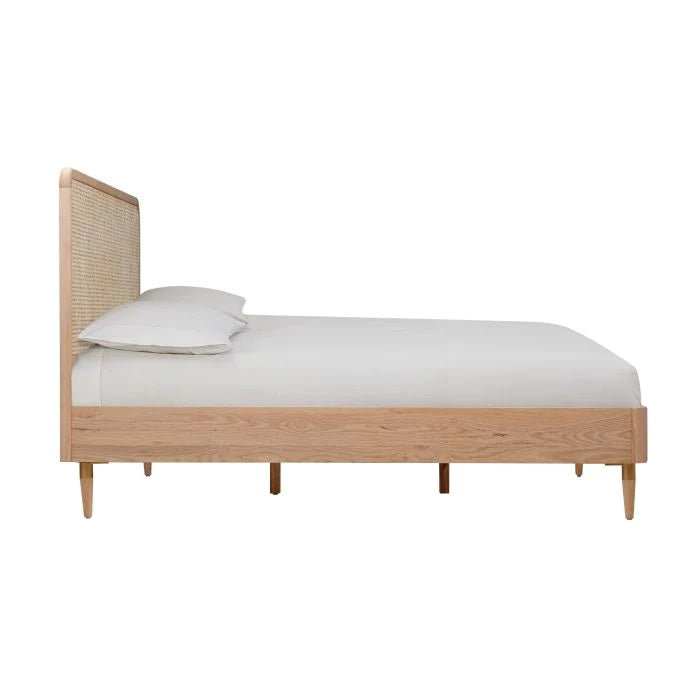 Fabric wings bed frame for luxurious bedroom look