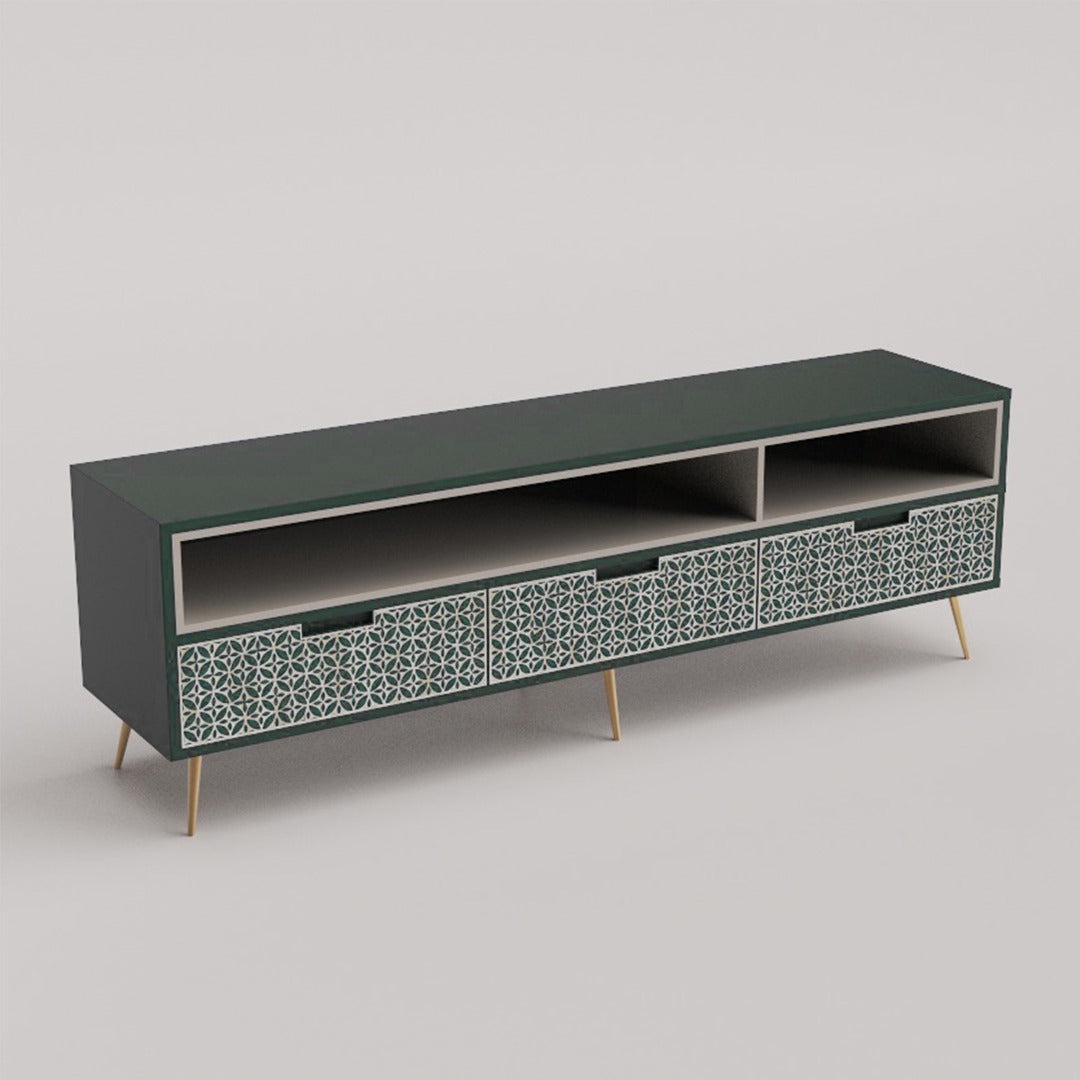 Luxurious pearl inlay TV unit with storage