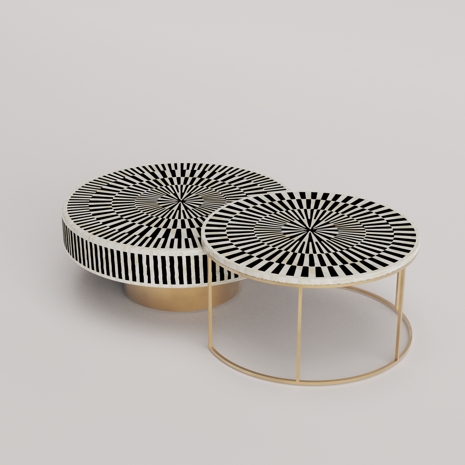 Luxurious round inlay coffee table handmade