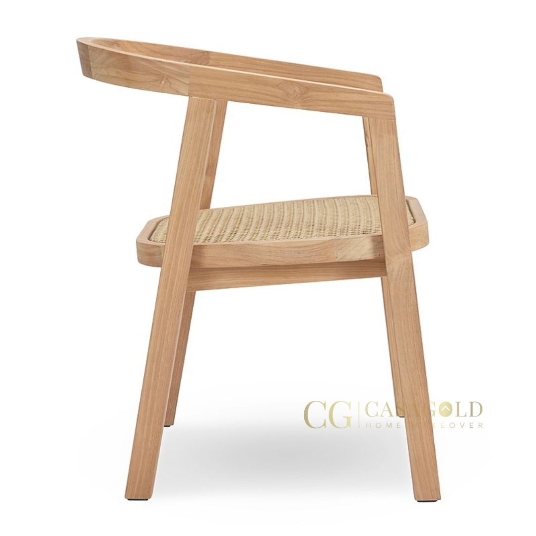 Arched-back dining chair with luxurious upholstery