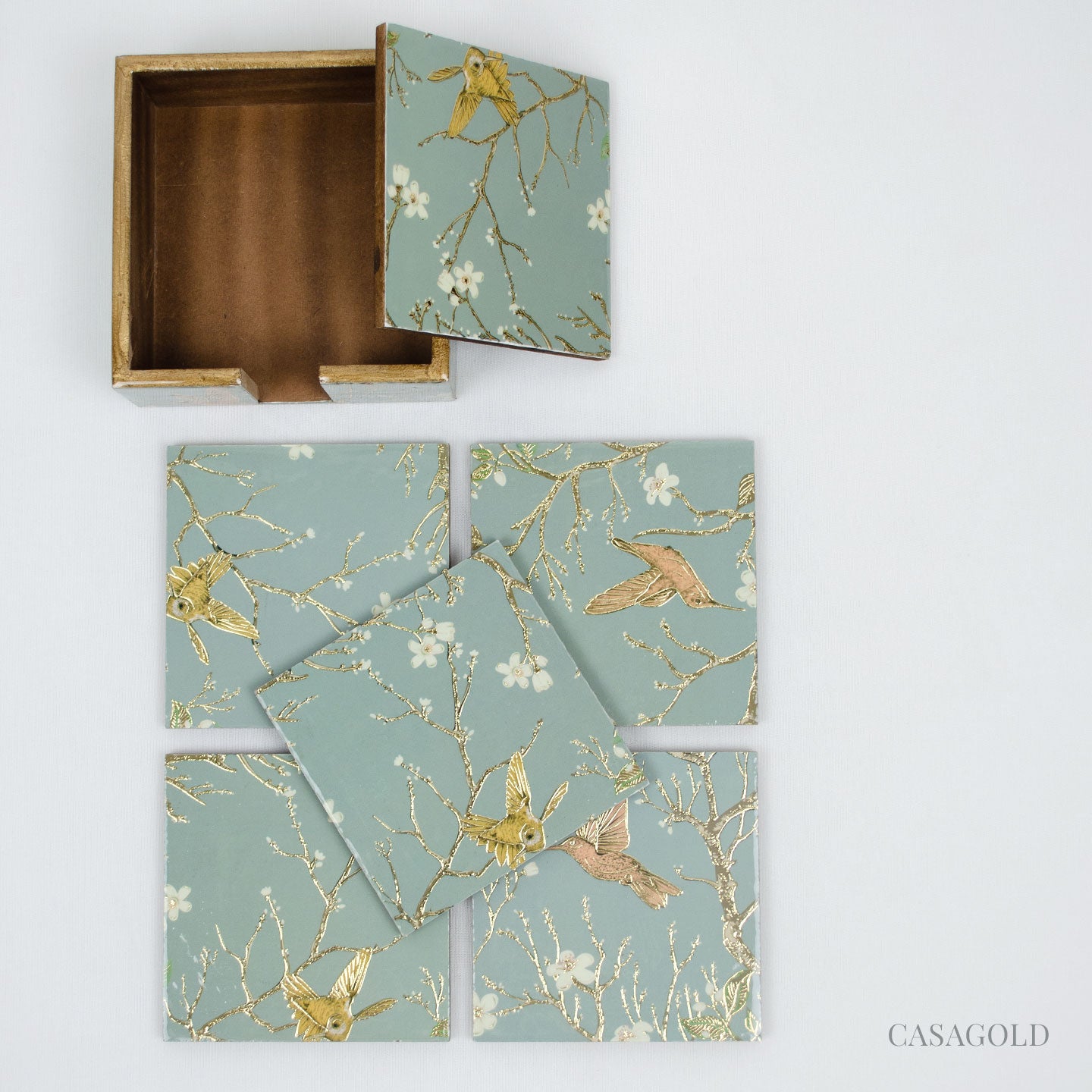 Elegant Grey Bird coaster and tissue box for decor
