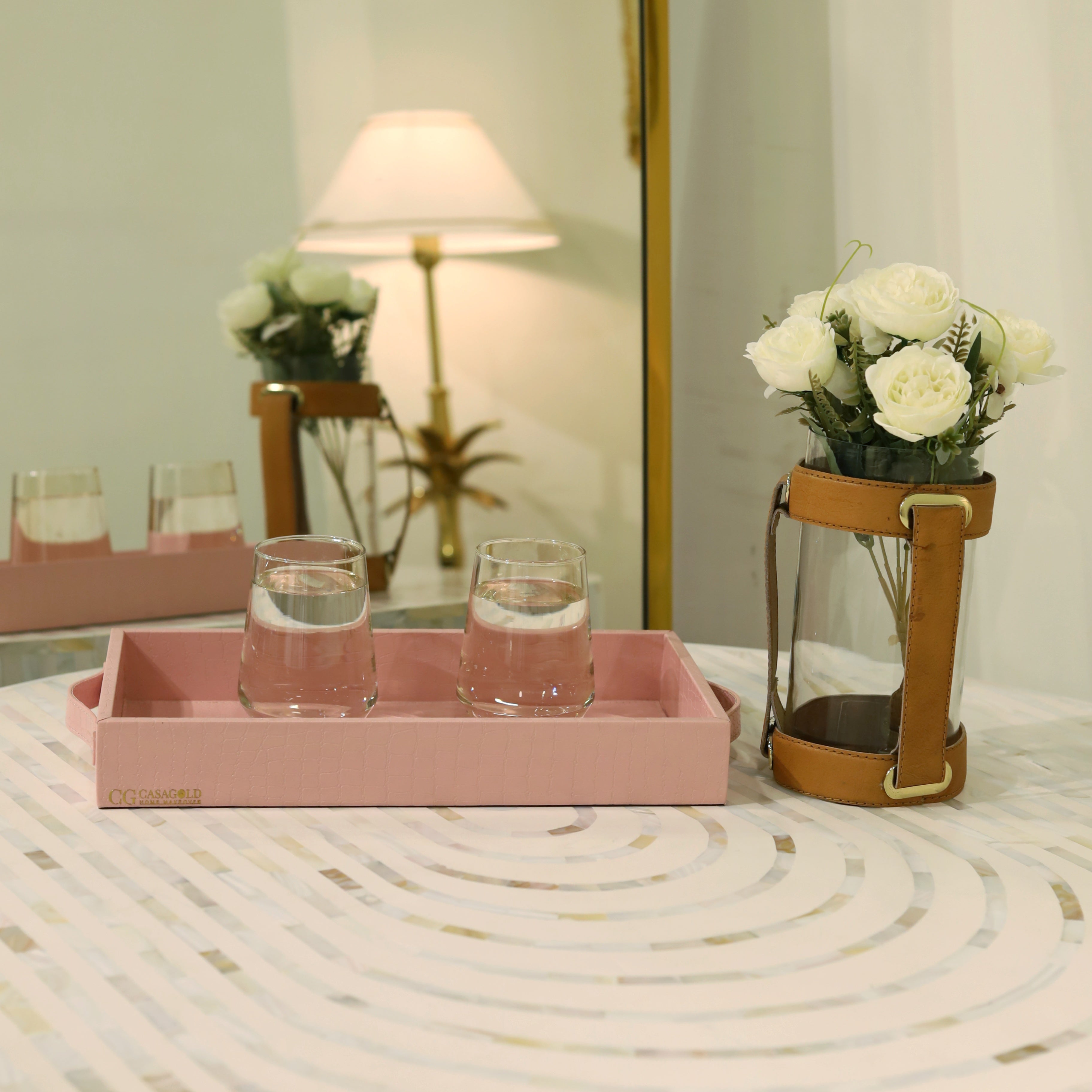 Leather Serving tray with Handles