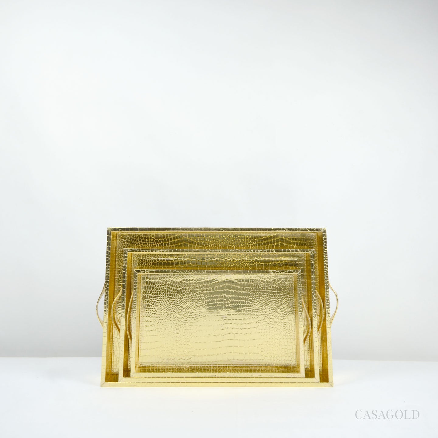 Elegant leather tray with sturdy handles