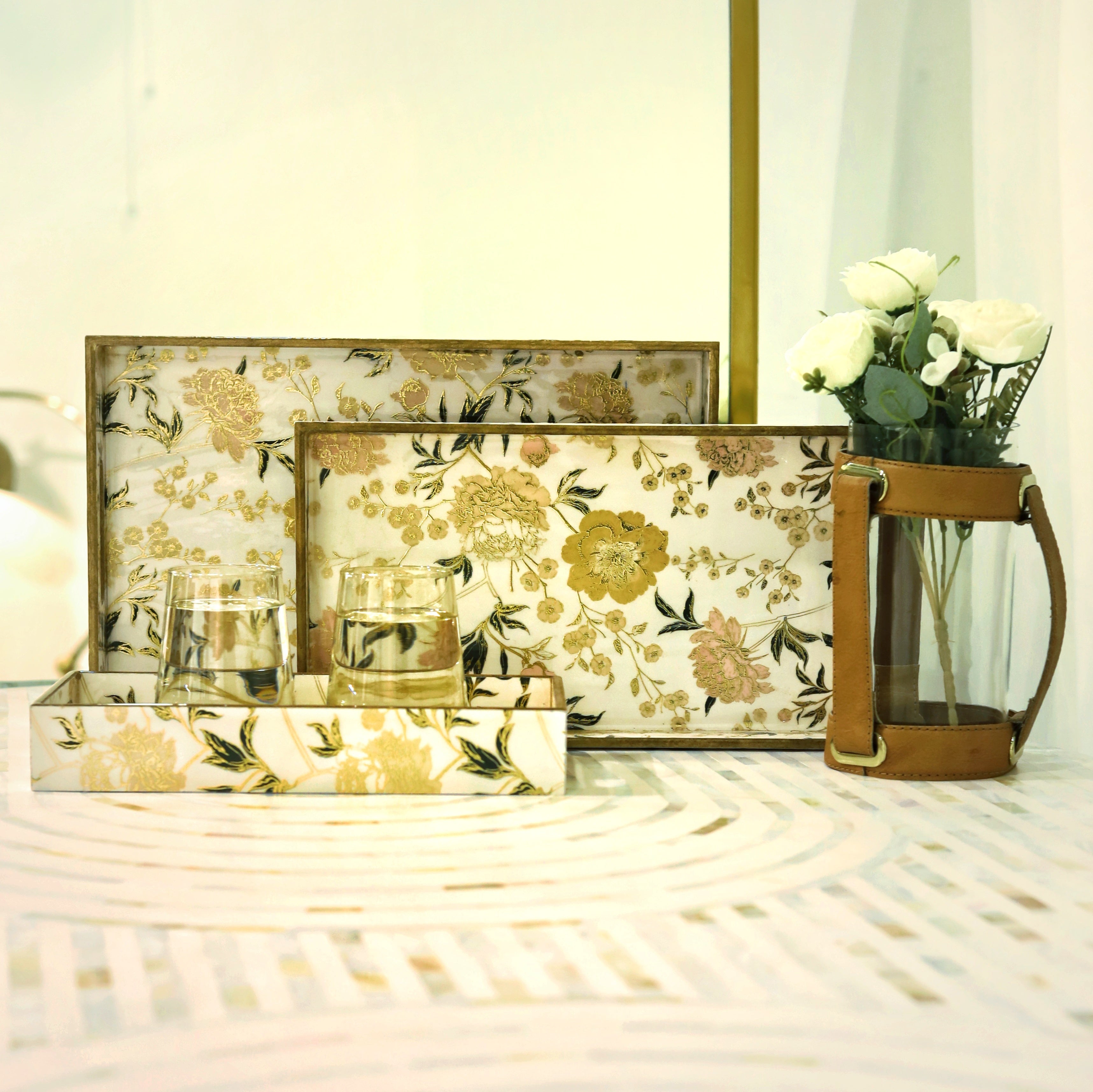 Set of premium wooden trays for fine dining