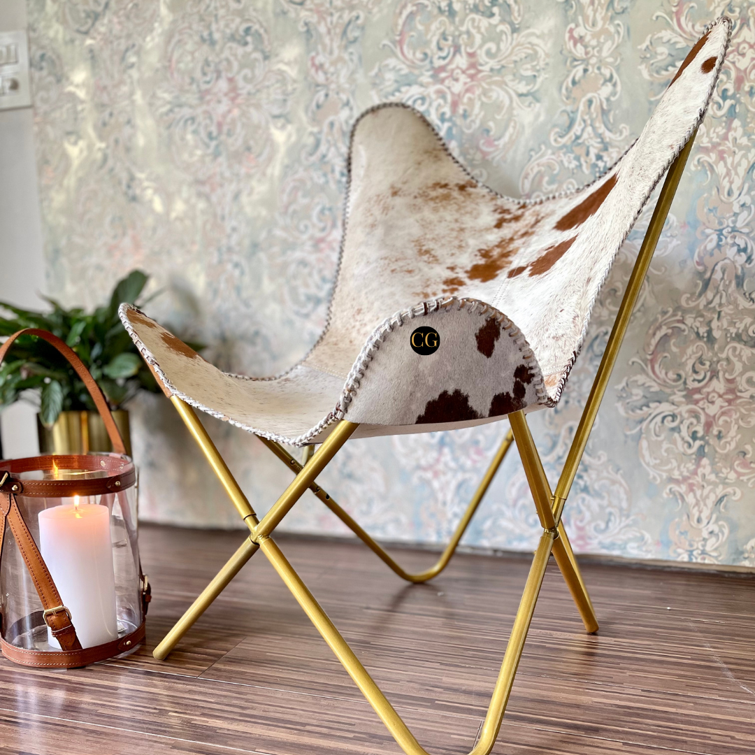 Leather Hair On Butterfly Chair