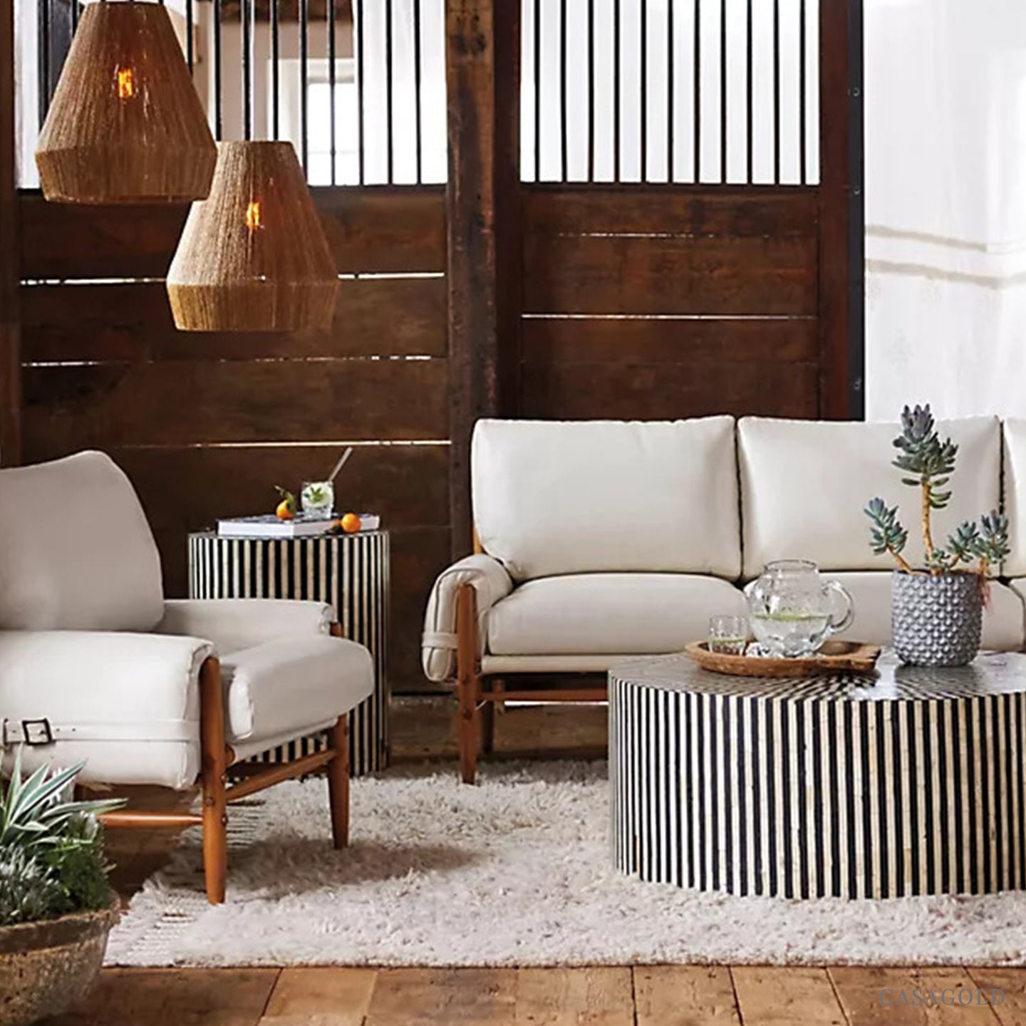 Luxury sunstrike round coffee table with bone inlay