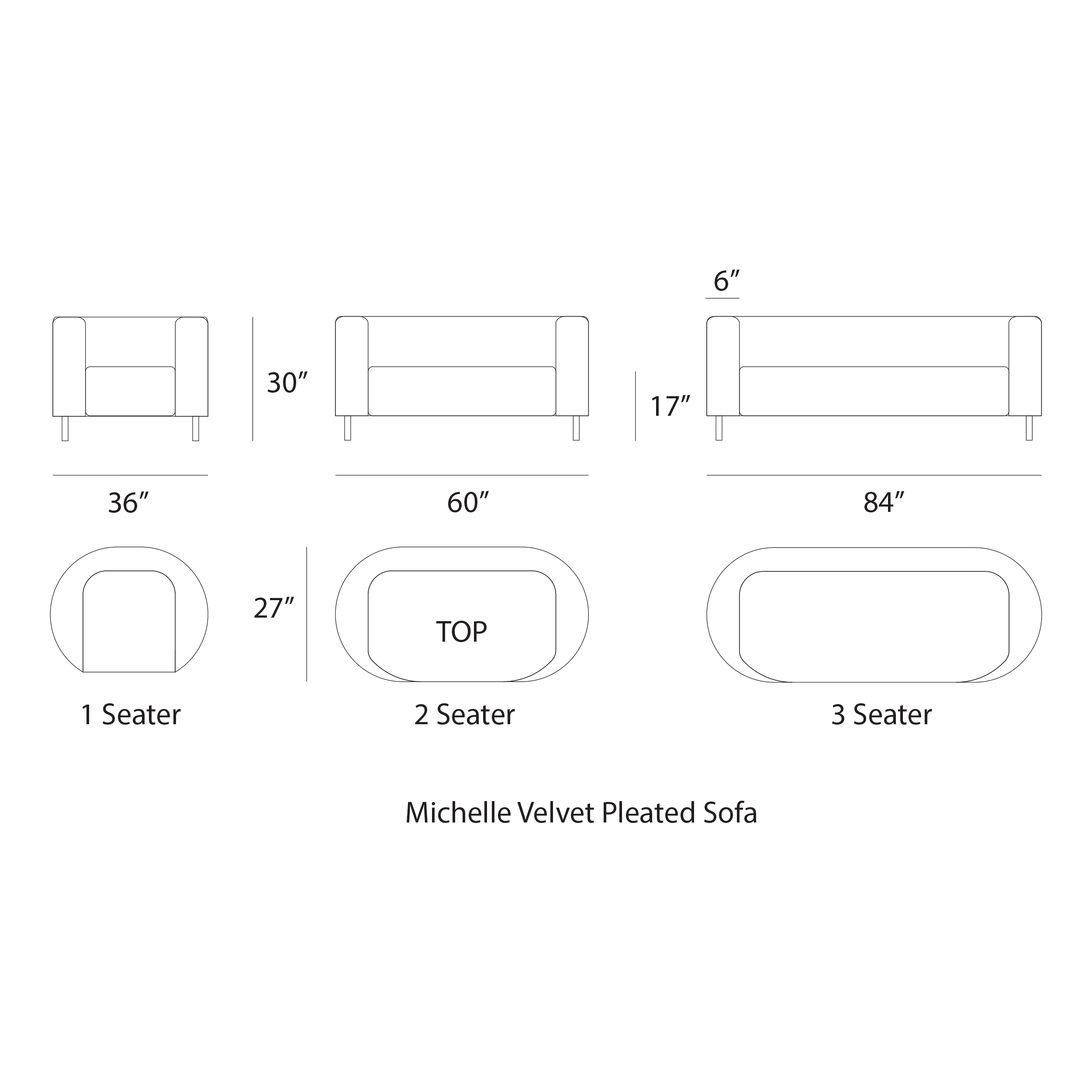 Michelle Velvet Pleated Sofa
