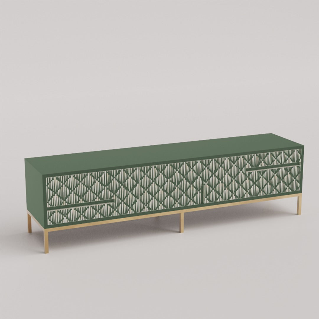 Mid-Century Teak Media Unit with Brass Handles