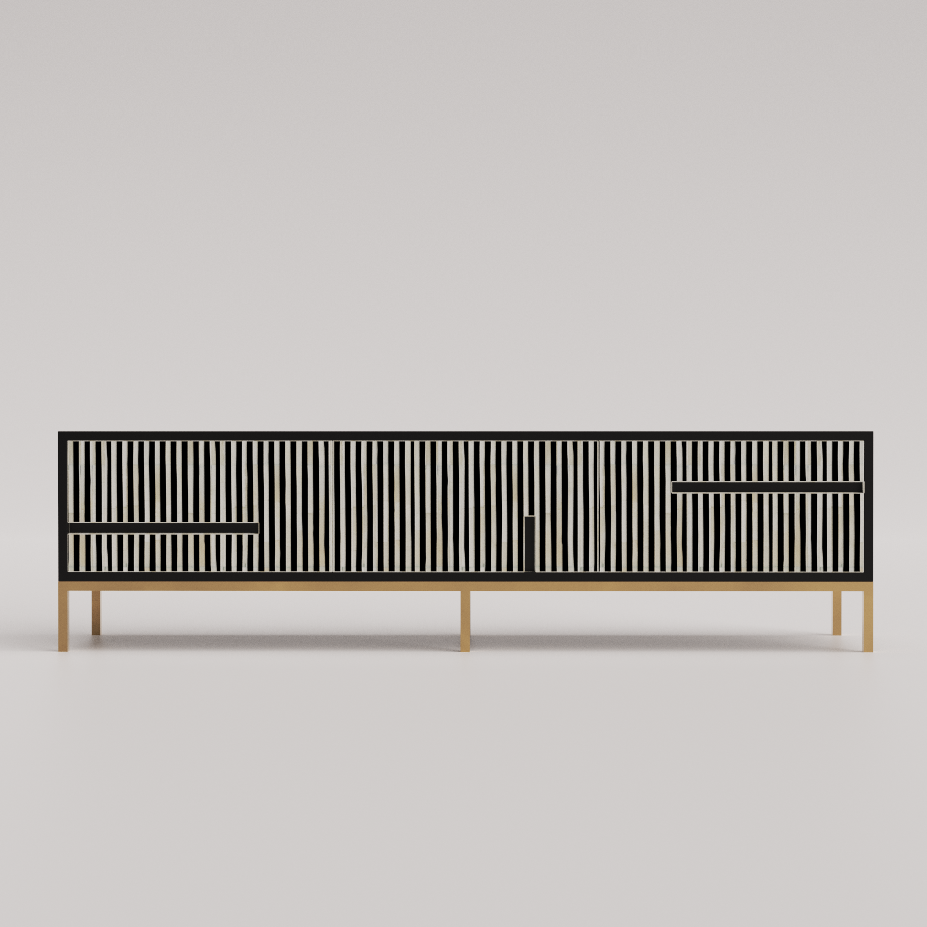 Minimalist Black Media Unit with Glossy Finish