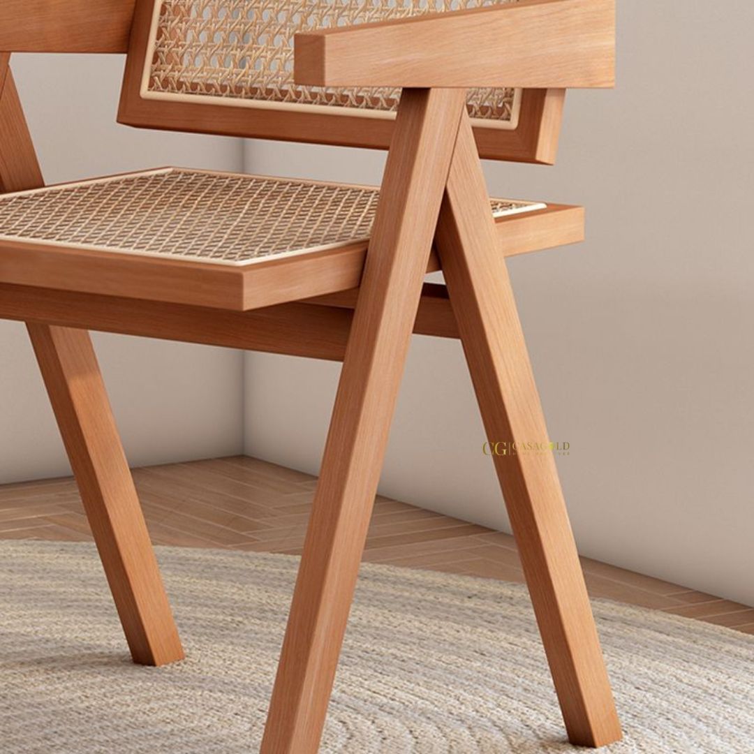 Minimalist chair with a beautiful rattan backrest