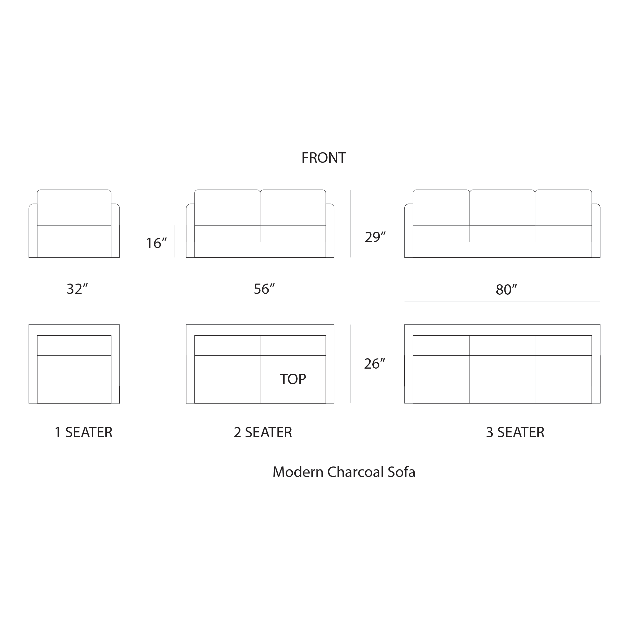 Modern Charcoal Sofa