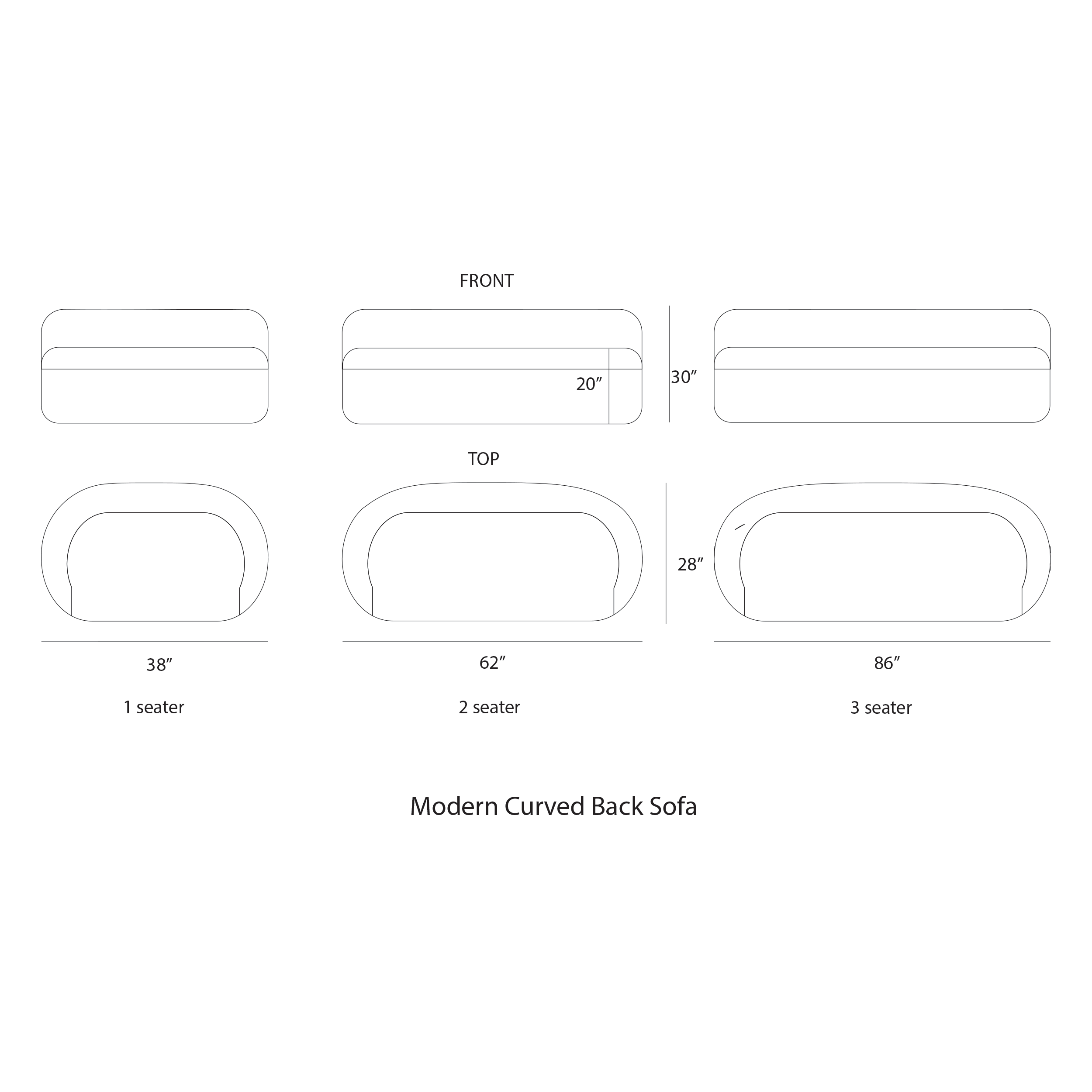 Modern Curved Back Sofa