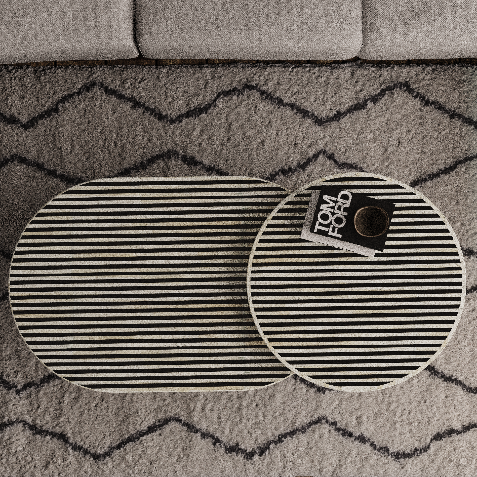 Modern Round Bone Inlay Table
