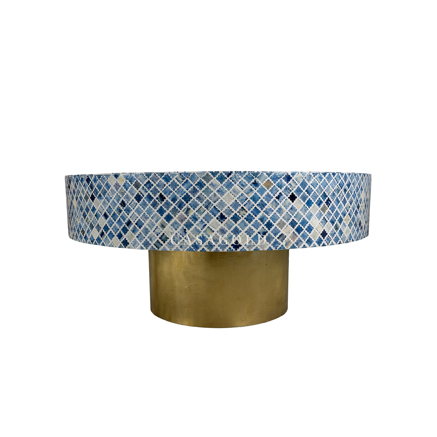 Modern round coffee table, bone inlay finish